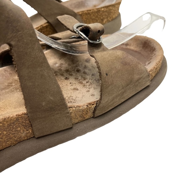 MEPHISTO Taupe Brown Genuine Leather Sandals Slides Flip Flops Casual Shoes 40 - Picture 12 of 16